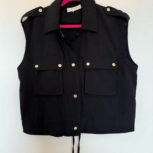 Zara Black Vest with Gold Button Accents